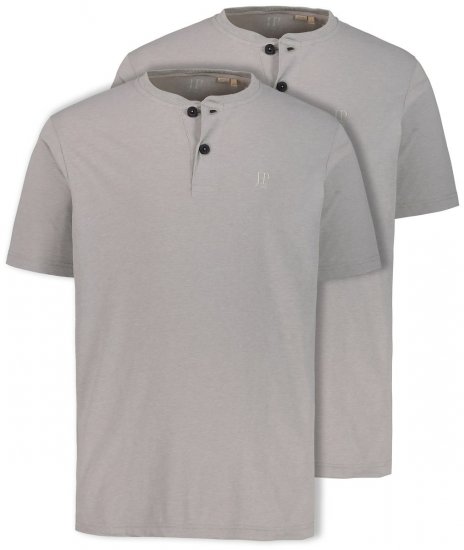 JP1880 708420 Тениска Henley 2 броя Сиво меланж - Тениски - мъжки тениски големи размери