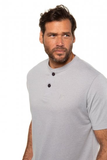 JP1880 708420 Тениска Henley 2 броя Сиво меланж - Тениски - мъжки тениски големи размери