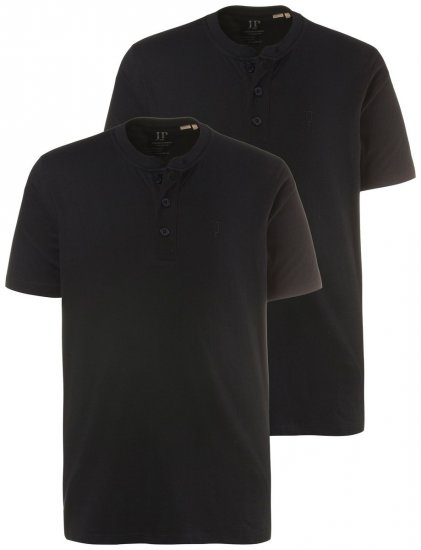 JP1880 708420 Тениска Henley 2 броя Черно - Тениски - мъжки тениски големи размери