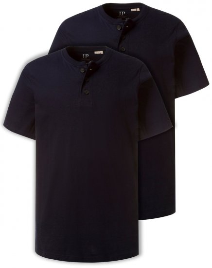 JP1880 708420 Тениска Henley 2 броя Тъмносиньо - Тениски - мъжки тениски големи размери
