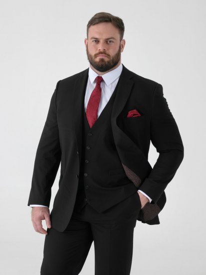 D555 Ted 4 Way Stretch Tailored Suit Jacket Черно - Костюми - мъжки костюми големи размери