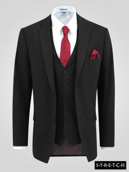 D555 Ted 4 Way Stretch Tailored Suit Jacket Черно - Костюми - мъжки костюми големи размери
