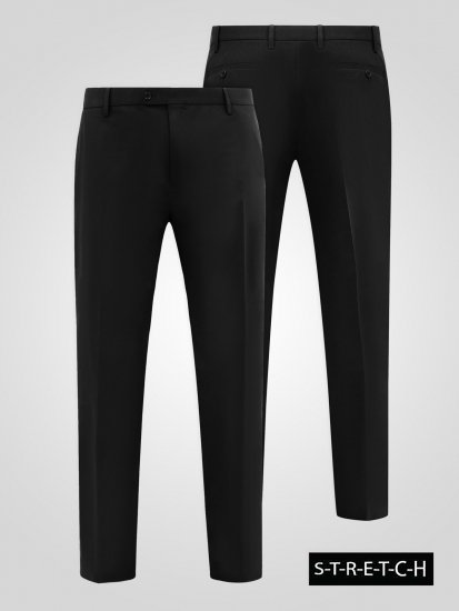 D555 Ted 4 Way Stretch Tailored Trouser Черно - Костюми - мъжки костюми големи размери