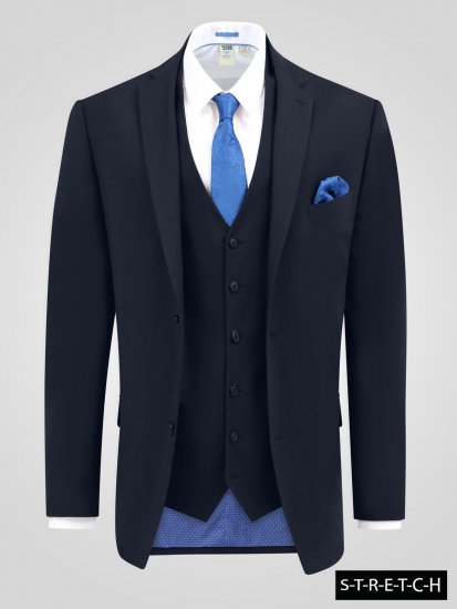 D555 Ted 4 Way Stretch Tailored Suit Jacket Нейви - Костюми - мъжки костюми големи размери