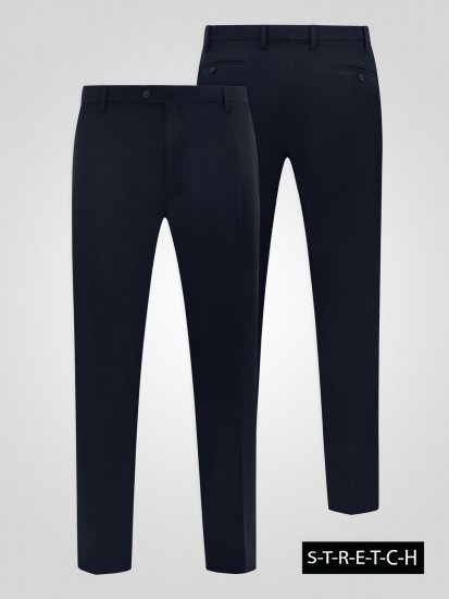 D555 Ted 4 Way Stretch Tailored Trouser Нейви - Костюми - мъжки костюми големи размери