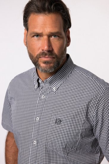 JP1880 722860 Карирана риза с къс ръкав Черно - Ризи - мъжки ризи големи размери
