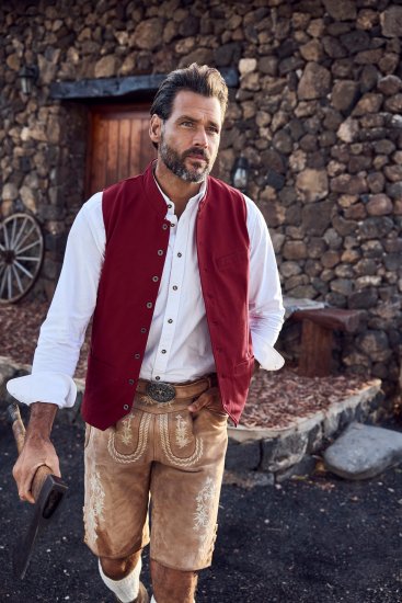 JP1880 Premium Goat Suede Staghorn Embroidery Shorts Leather Brown - Шорти - мъжки къси панталони големи размери