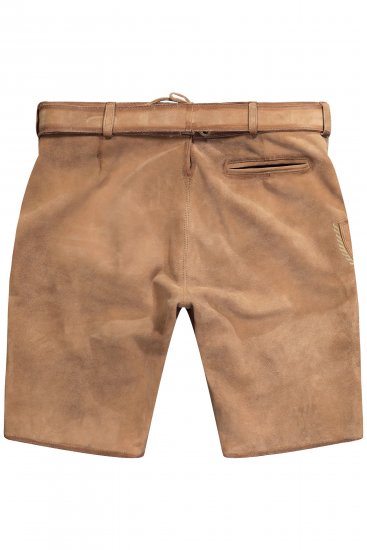JP1880 Premium Goat Suede Staghorn Embroidery Shorts Leather Brown - Шорти - мъжки къси панталони големи размери