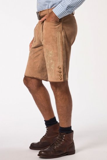 JP1880 Premium Goat Suede Staghorn Embroidery Shorts Leather Brown - JP1880 - JP1880 Мъжки Дрехи Големи Размери
