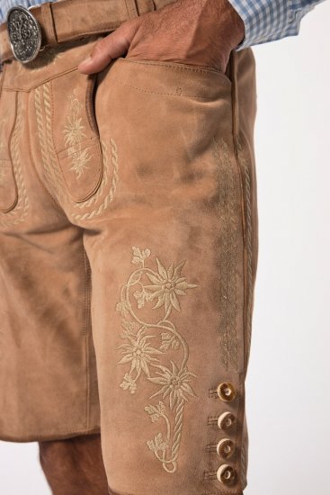 JP1880 Premium Goat Suede Staghorn Embroidery Shorts Leather Brown - JP1880 - JP1880 Мъжки Дрехи Големи Размери