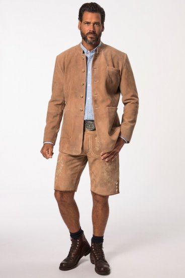 JP1880 Premium Goat Suede Staghorn Embroidery Shorts Leather Brown - JP1880 - JP1880 Мъжки Дрехи Големи Размери