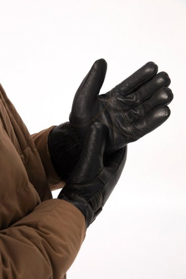 JP1880 Gloves Leather Warm Lining Black - Ръкавици - 