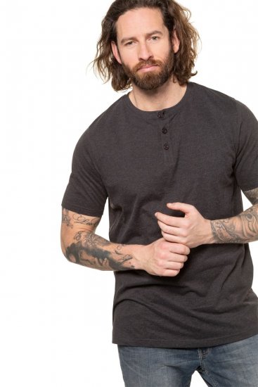 JP1880 726695 Тениска Henley Тъмносиво - Тениски - мъжки тениски големи размери