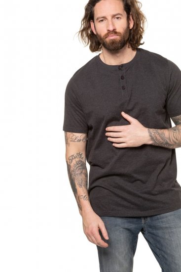 JP1880 726695 Тениска Henley Тъмносиво - Тениски - мъжки тениски големи размери