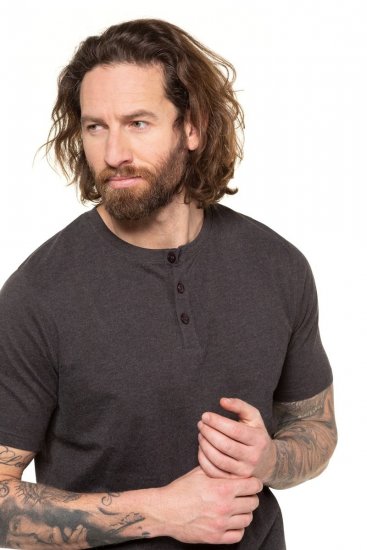 JP1880 726695 Тениска Henley Тъмносиво - Тениски - мъжки тениски големи размери