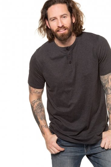 JP1880 726695 Тениска Henley Тъмносиво - Тениски - мъжки тениски големи размери