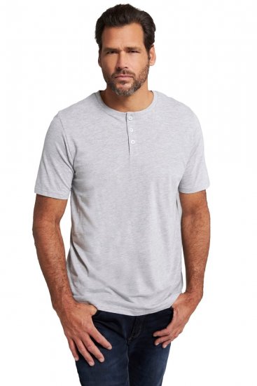 JP1880 726695 Тениска Henley Сиво меланж - Тениски - мъжки тениски големи размери