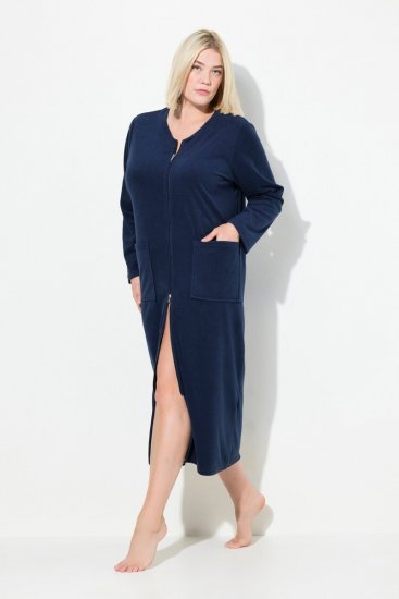 Ulla Popken 749967 Хавлиен халат с цип Тъмносиньо - Халати - 