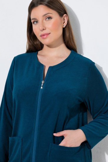 Ulla Popken 749967 Хавлиен халат с цип Петрол - Халати - 