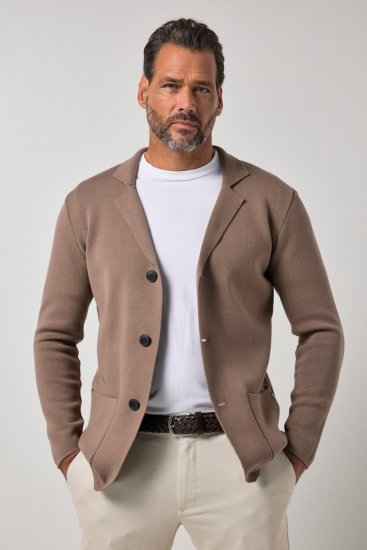 JP1880 Milano Flexnamic Плетено сако Орехово кафяво - Костюми - мъжки костюми големи размери