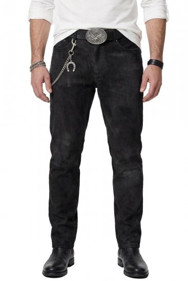 JP1880 Leather Pants Regular Fit Buffalo Nubuck Dark Brown - Дънки и панталони - мъжки Дънки и панталони големи размери