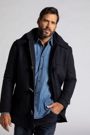 JP1880 Duffle Coat Water Repellent with Detachable Hood Navy - Якета - мъжки якета големи размери