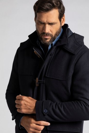 JP1880 Duffle Coat Water Repellent with Detachable Hood Navy - Якета - мъжки якета големи размери