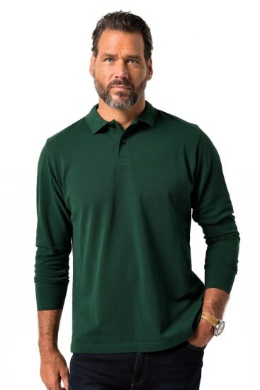 JP1880 Polo Shirt Long Sleeve Pique Dark Green - Поло тениски - мъжки тениски с яка големи размери
