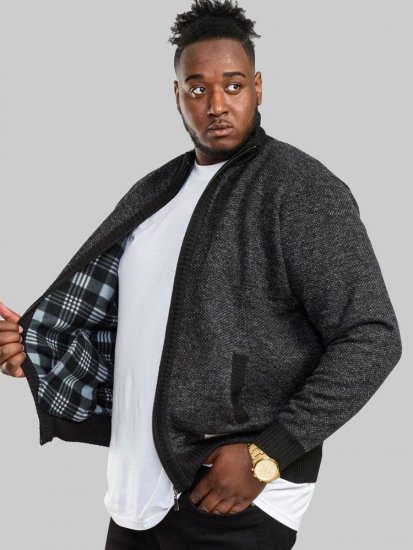 D555 Cavendish Black Jumper With Bonded Fleece Lining And Pocket - Суичъри & cуичъри с качулка - мъжки суичъри големи размери