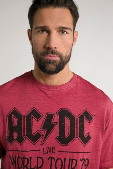 JP1880 AC/DC World Tour Graphic Comfort Fit Band T-Shirt Dark Red - Тениски - мъжки тениски големи размери