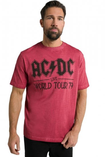 JP1880 AC/DC World Tour Graphic Comfort Fit Band T-Shirt Dark Red - Тениски - мъжки тениски големи размери