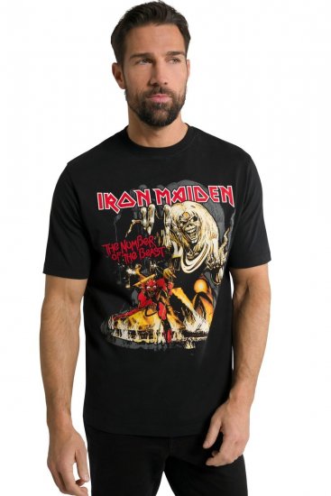 JP1880 Iron Maiden - Number of the Beast Graphic Comfort Fit Band T-Shirt Black - Тениски - мъжки тениски големи размери