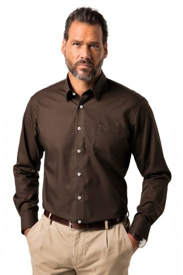 JP1880 Shirt Business Long Sleeve Brown - Ризи - мъжки ризи големи размери