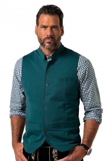 JP1880 Mottled Stretch Knit Stand-up Collar Vest Turquoise Blue - Trachten & Oktoberfest - Октоберфест облекло в големи размери (Trachten)