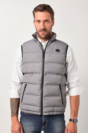 JP1880 Quilted Vest Outdoor Stand-up Collar Grey - Якета - мъжки якета големи размери