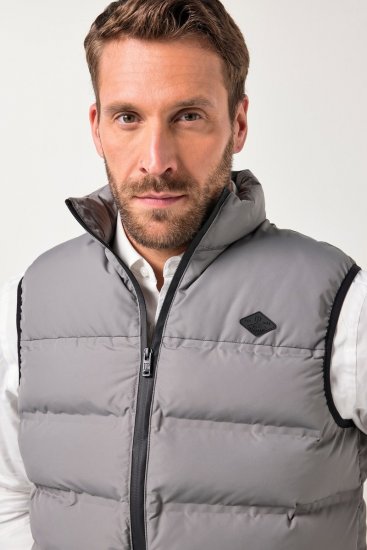 JP1880 Quilted Vest Outdoor Stand-up Collar Grey - Якета - мъжки якета големи размери