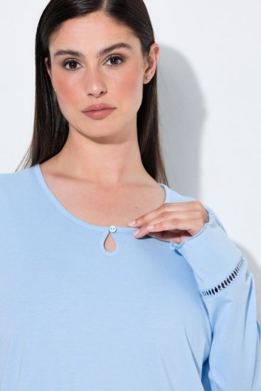Ulla Popken 810592 Пижама с дантела Светлосиньо - Пижами - 