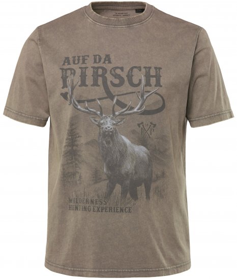 JP1880 Comfortable Fit Vintage Look T-Shirt Ash Gray - Тениски - мъжки тениски големи размери