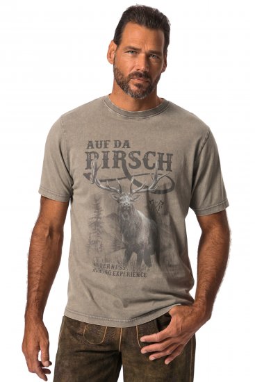 JP1880 Comfortable Fit Vintage Look T-Shirt Ash Gray - Тениски - мъжки тениски големи размери