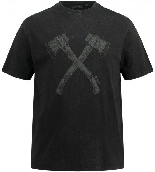 JP1880 Double Axe Design & Vintage Look T-Shirt Black - Тениски - мъжки тениски големи размери