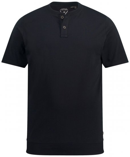 JP1880 818628 Тениска Henley с кройка за корем Черно - Тениски - мъжки тениски големи размери