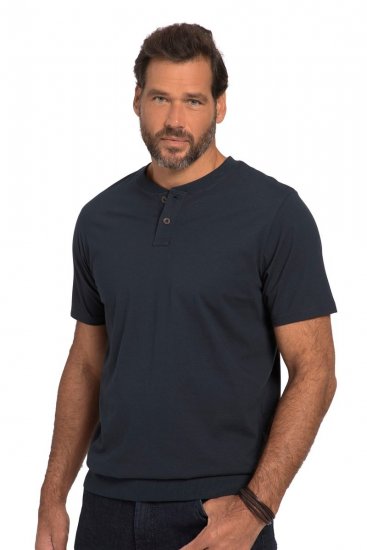 JP1880 818628 Тениска Henley с кройка за корем Тъмносиньо - Тениски - мъжки тениски големи размери