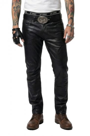 JP1880 Leather Pants Regular Fit Finest Lamb Nappa Black - Дънки и панталони - мъжки Дънки и панталони големи размери