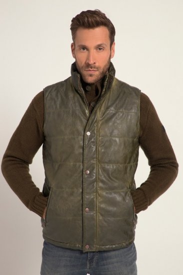 JP1880 Quilted Gilet Vintage Leather Green - Якета - мъжки якета големи размери
