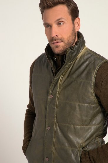 JP1880 Quilted Gilet Vintage Leather Green - Якета - мъжки якета големи размери