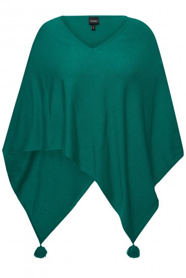 Ulla Popken Knit Pointed Hem Poncho Emerald Green - Суичъри & cуичъри с качулка - 