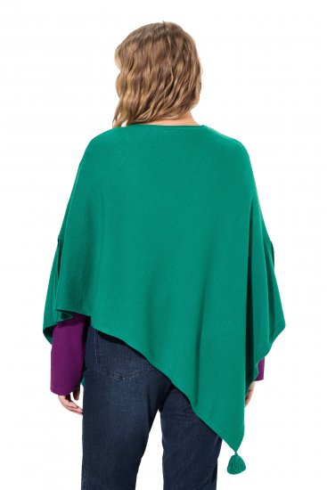Ulla Popken Knit Pointed Hem Poncho Emerald Green - Суичъри & cуичъри с качулка - 