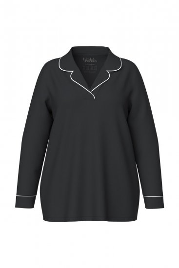 Ulla Popken 823030 Пижама с яка тип риза Черно - Пижами - 