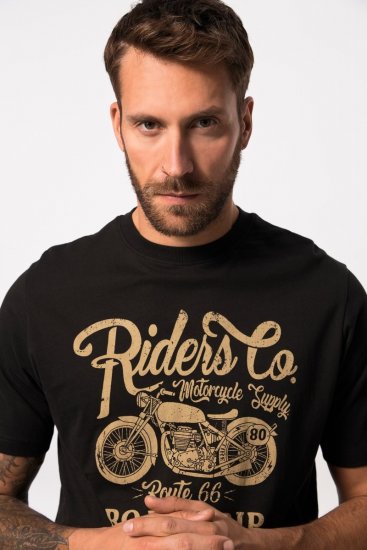 JP1880 T-Shirt Motorcycle Print Black - Тениски - мъжки тениски големи размери