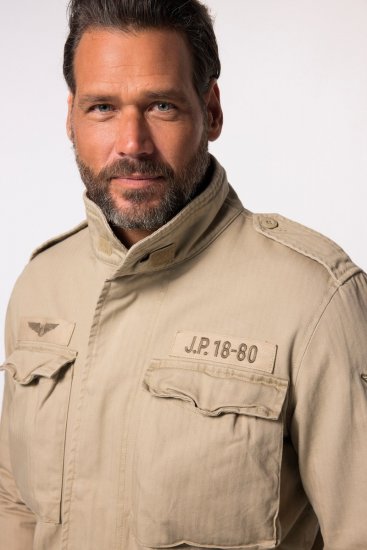 JP1880 Field Jacket with Badges Vintage Look Dark Beige - Якета - мъжки якета големи размери